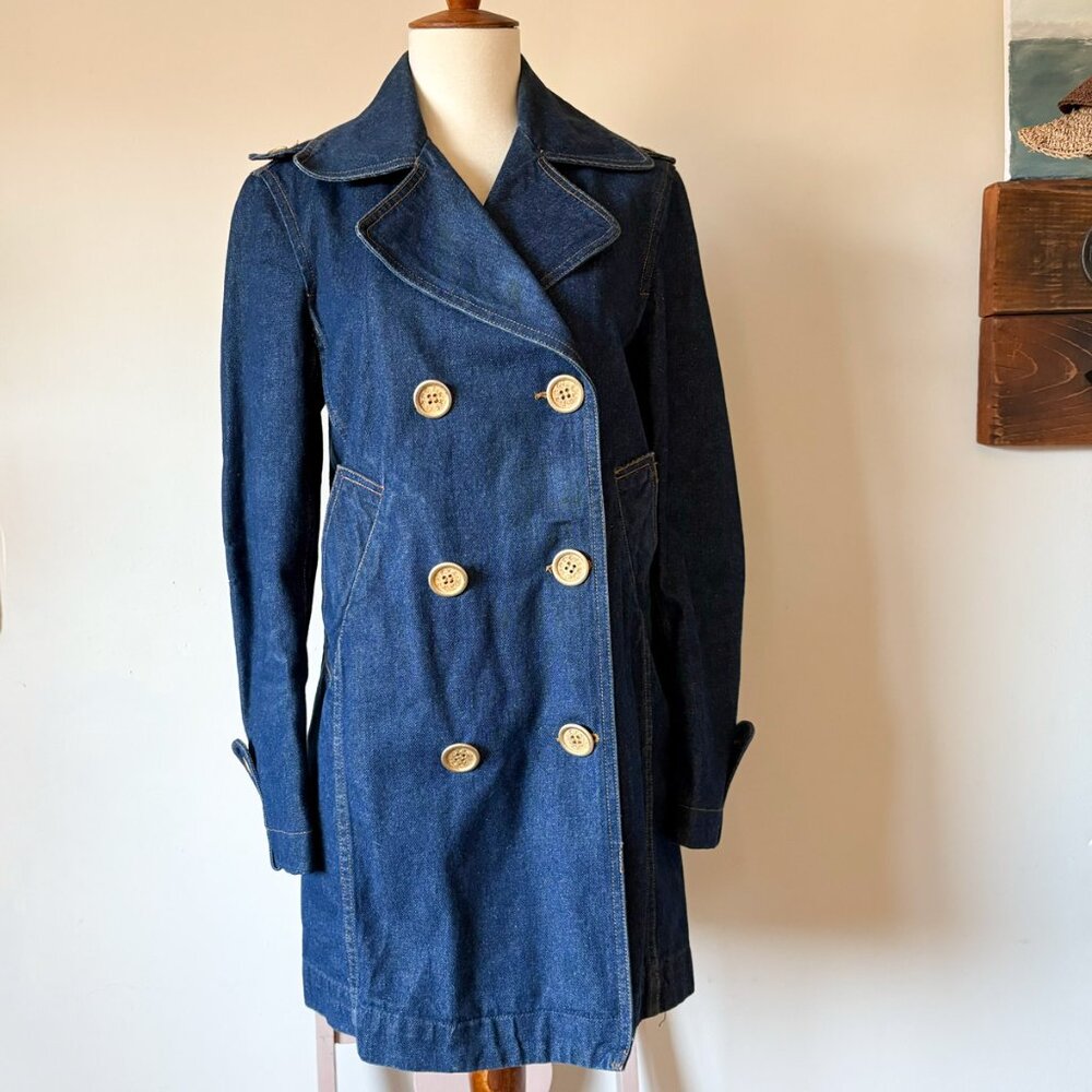 Isaac Mizrahi Denim Jean Peacoat Jacket 4
